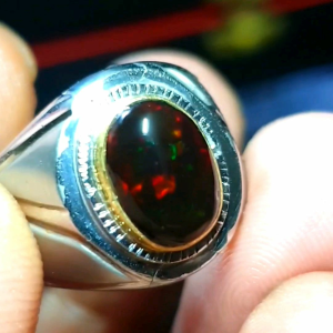Cincin Batu Kalimaya Black Opal Banten