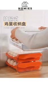 TEMPAT TELUR 2 TINGKAT EGG STORAGE BOX ORGANIZER / RAK TELUR 2 SUSUN KOTAK TELUR / BOX PENYIMPANAN TELUR SERBAGUNA