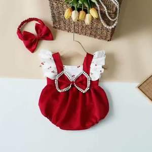 (3-12kg) Body Cánh Tiên Đỏ NHÍM XÙ KIDS Cho Bé Gái Sơ Sinh Đầy Tháng Thôi Nôi Chất Lụa Ướt Phối Đũi Xốp B066