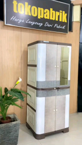 OLYMPLAST SCO-C 2P Leather & Fabric Lemari Penyimpanan Pakaian 2 Pintu Bahan Plastik