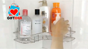 Corner Shelf Bathroom Tripod Bathroom Wall Hanging Bath Lotion Shampoo Receiving Rack Iron Spray Paint Simple Triangular Shape Bathroom Organizer Shelf