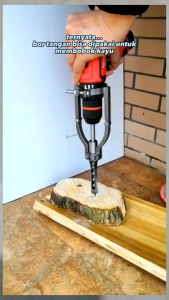 DUDUKAN MESIN BOR BOBOK KAYU ADAPTOR WOOD + MATA BOR 10 MM