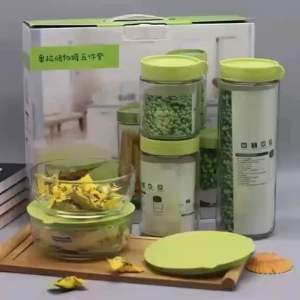 玻璃五谷杂粮收纳五件套 Glass Grains Storage Set 收纳密封罐厨房用品玻璃储物灌保鲜碗五件套 非常值得的玻璃罐可以拿来放干粮,掩酸干酸梅都特好