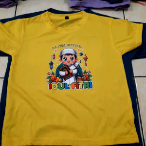 Kaos lebaran anak cowok idul fitri ustad kecil buat usia 2-10 tahun