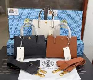 Túi T0RY [Fullbox] Da Hạt Logo Mạ Vàng Dập Nổi Size 20cm (Auth Tuồn)