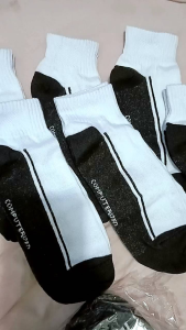 6 PASANG KAOS KAKI ANAK SEKOLAH PENDEK SD SMP SMA PUTIH TELAPAK HITAM TEBAL NYAMAN