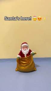 Santa Claus with Golden Bowl Christmas Decorations Table Top made from Fiber Resin (10incX10inc)