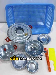 Đồ chơi nhà bếp nấu ăn túi cỡ TRUNG bằng NHÔM nấu được dùng nến NGỌC BÍCH PeeKaPaw Toys