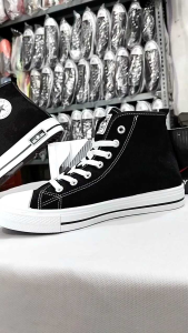 SNEAKERS SEPATU SEKOLAH FASHION WANITA/PRIA BOTS HITAM PUTIH
