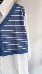 Naina - Kemeja Wanita Terbaru Bahan Polo Linen Mix Knit Salur