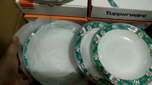 6pc Torquoise Blossoms Melamine Deep Plate Set/20cm Diameter