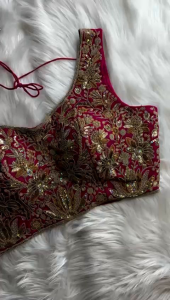 Roman Silk Sequence Work Readymade Blouse