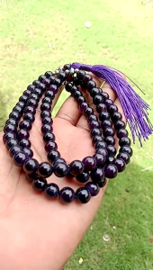 Tasbih Batu Kecubung Wulung Tembus Cahaya 8 mm