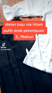 stelan baju rok hitam putih anak perempuan paud TK Madrasah usia 3-11tahun/seragam sekolah/busana muslim