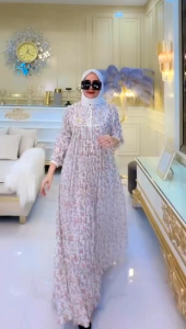 REDY DRESS OMARA SET HIJAB SEGI EMPAT PREMIUM MOTIF NEW TERLARIS