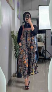 LC798 Premium Oversized Jumpsuit Floral Fashion Retro Terbaru