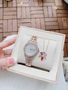 ĐỒNG HỒ NỮ CHÍNH HÃNG Citizen EW1228-53D Eco-Drive White Dial MOP Silhouette Crystal Rose Gold Stainless Steel For Lady