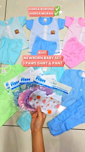 New Born Eyelet 1Set 3Pasang Free 1 Booties and Mitten NewBorn Baby Baju Tidur Sleepsuit