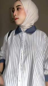 Eira Shirt - Kemeja Salur Wanita Lengan Panjang - Atasan Wanita Katun Basic