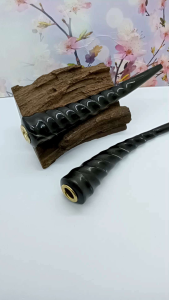 Once pipa cangklong tanduk kerbau hitam motif ulir D79