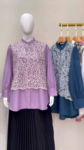 Blouse Restu Katun Ima Toyobo Premium Mix Brukat Import | Atasan Wanita Best Seller | Kemeja Wanita