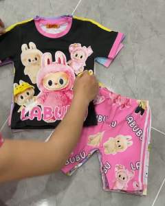 15-37kg labubu +bộ lửng ngố bé gái- thun lạnh 3D loại 1 mềm mịn bền đẹp 100