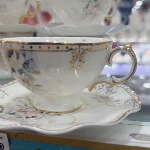 HOT🔥QUEENS PREMIUM PORCELAIN 13PCS TEA SET/SET MINUM PETANG/SET CAWA DENGAN PIRING TEKO(DESIGN TERBARU)-PURPLE PANCY