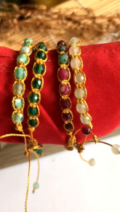 Gelang Batu Tali Macrame Gold