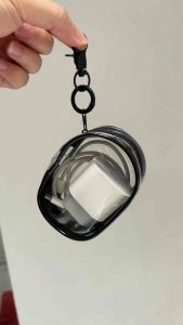 Pouch makeup pouch bulat pvc pouch travel mini pouch mini charger round white-Win