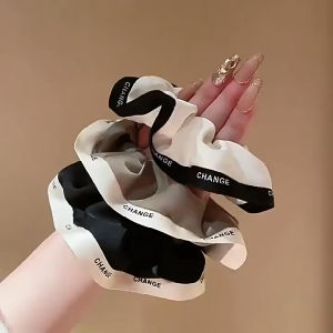 𝟝𝑝𝑒𝑟𝑐𝑒𝑛𝑡 French Elegant Korean Style Fashion Letter Ribbon Edge Elastic Scrunchie大肠发圈简约韩国高级感布艺马尾头绳ins法式气质字母压边发圈
