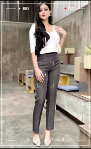 Celana Kantor Wanita Panjang Pinggang Karet Bahan Halus dan Lembut Muat BB 45-75