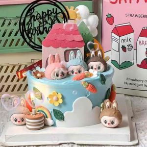 Labubu Birthday Cake Decoration Set l Cake Topper Set l可爱拉布布生日蛋糕摆件 卡通生日公仔插件
