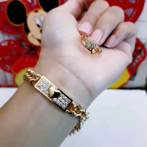 Set Perhiasan Wanita Gelang Cincin Xuping Love Cantik