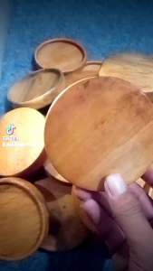 Wooden coaster tatakan gelas kayu bulat 9 cm alas gelas kayu cangkir