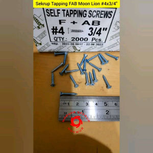 (50 pcs) Sekrup FAB 4x3/4\" / Skrup Tapping Kepala Rata 2CM
