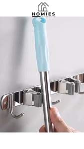 GANTUNGAN SAPU PEL STAINLESS MOP BROOM HOLDER CANTOLAN PREMIUM / GANTUNGAN SAPU PEL DINDING DENGAN HOOK