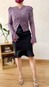 ECLAIRE 003 Blouse Lace Brokat Brukat Brocade Vneck Longsleeves Classy Vintage Pesta Import mglo