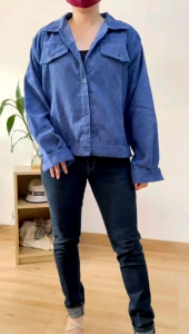 ●ECLAIRE● 04J Kemeja Crop Corduroy Korduroi Lengan Panjang Longsleeves Polos Basic Kasual Casual Korea Kerja Santai 121