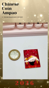 Mini Chinese Red ANGPAO Coin Envelope with Luck and Prosperity Designs featuring festive red color traditional Chinese motifs and cartoon characters suitable for gifting during Chinese New Year.