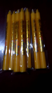 เทียนเหลืองมังกรอักษรมงคลจีนขนาดสูง7.5นิ้ว