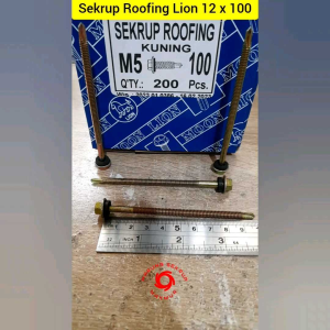 (50 pcs) Sekrup Roofing Moon Lion 12x100 / Sekrup Roofing Kuning 10cm
