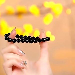 Full Black Obisidian Bead Bracelet/6mm-16mm/乌金黑曜石手串