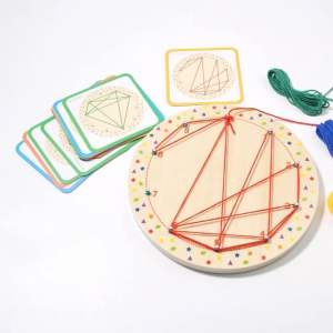 🤩 MONTESSORI TOY 🤩 WOODEN GEOBOARD & YARN WINDING PATTERN GAME Educational Toy Kids Children Gifts Sensory CardCraft