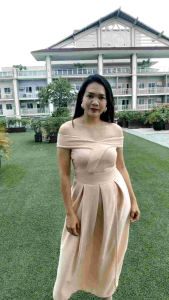 Valerie Maxi Dress – Minimalist Bridesmaid Gown | Small to Medium | Neoprene Fabric by La Filipiniana Clothing