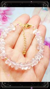 Gelang Tangan Kristal Natural Crystal Start Light Rose Quartz Bracelet 纯天然水晶透体星光粉晶碎石手链