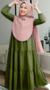 MIDI DRESS MUSLIM ANAK WANITA USIA 7-12 TAHUN BAHAN RAYON PREMIUM GAMIS MUSLIM ANAK TANGGUNG MODEL TERBARU GAMIS KEKINIAN
