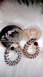 Bros Daun Permata Melingkar Mewah Bross Baju Brooch Leaf Pin Jilbab Peniti Hijab Athar Shop Pusat bisa COD