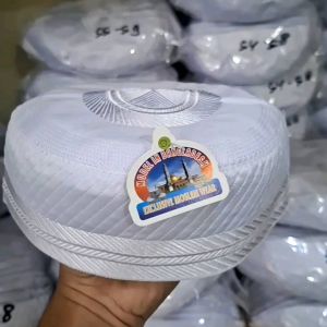 Peci Madinah Bugis Putih Bordir Premium Dewasa Motif Kurit