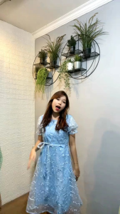 DRESS NATAL LIVINA GAUN PESTA KONDANGAN ALA KOREA DRESS BROKAT MEWAH ELEGANT