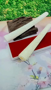 Once pipa sedotan tulang sapi bulat super ukir batik 3 dimensi J5